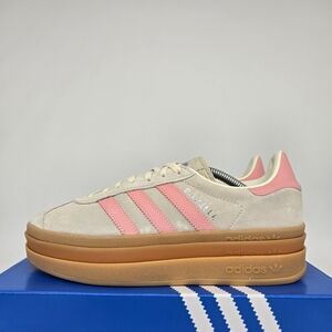 adidas Gazelle Bold JQ7409 Beige Semi Pink Spark Shoes Women's Size 6.5 New